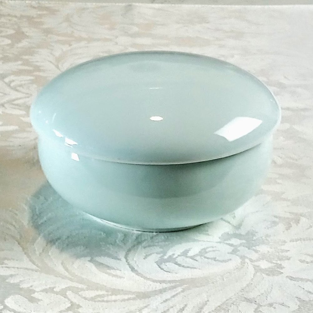 Aqua Blue Round Porcelain Domed Lid Bowl
